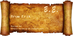 Brum Erik névjegykártya